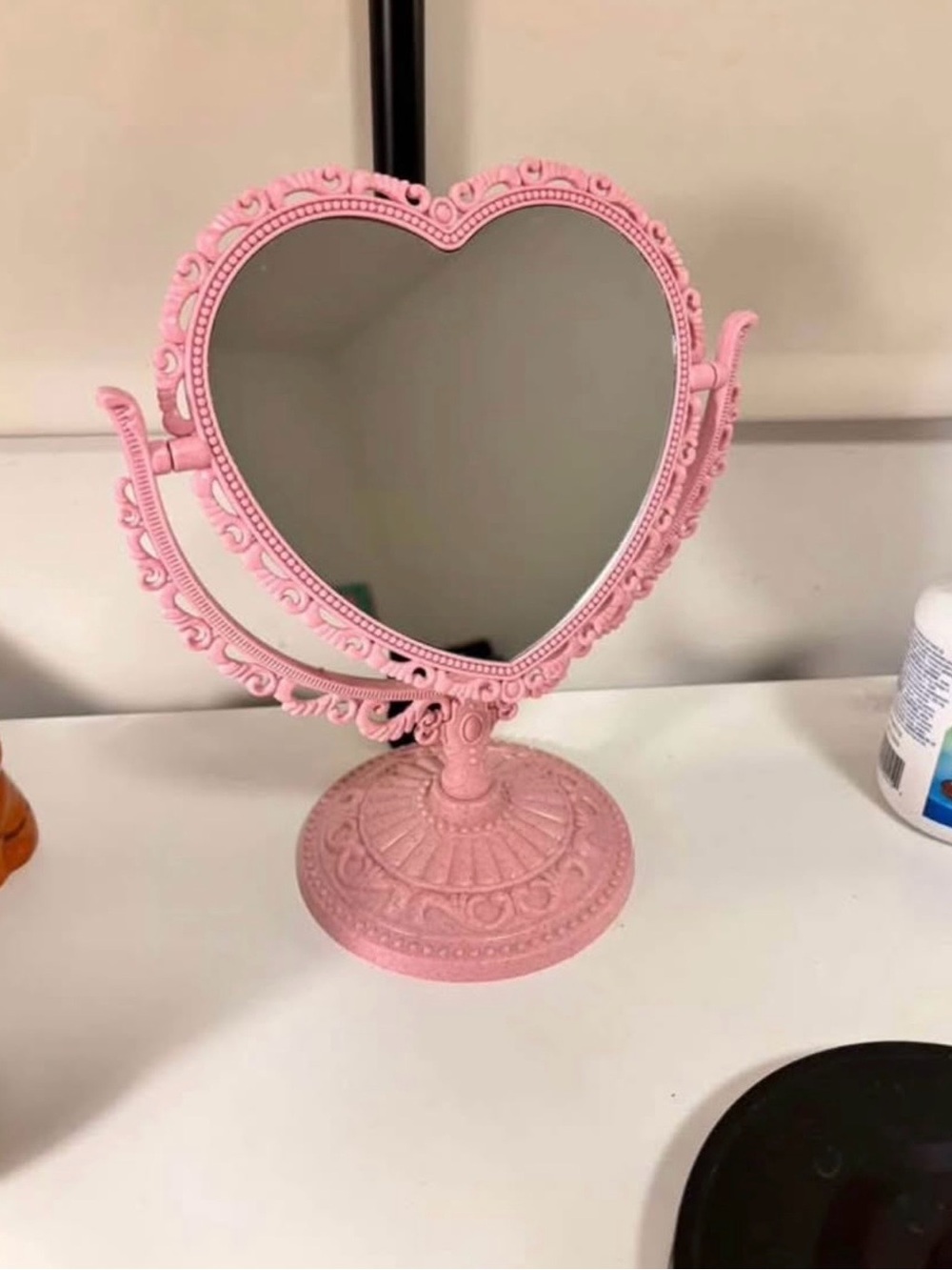 Pink Heart-Shaped Mirror